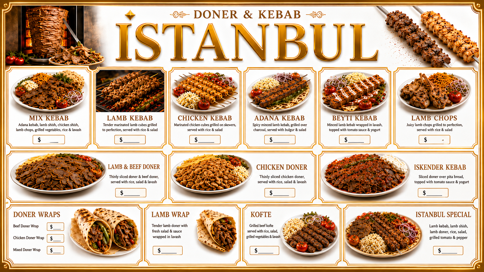 Istanbul Doner & Kebap House Full Menu